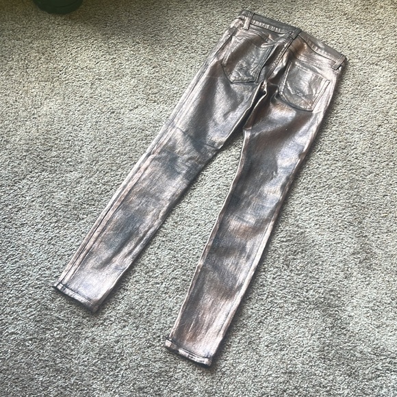 Hudson Nico super skinny stretchy metallic Jean rose gold size 24 NWOT - Picture 3 of 6